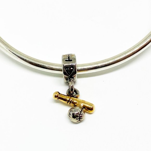 Pugster I Love Baseball Ball and Bat Bracelet Charm - Fits Pandora - Picture 2 of 2